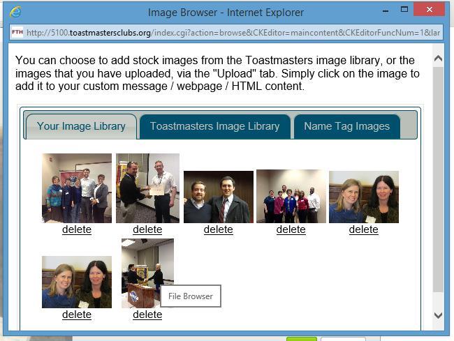 Once the photos are displayed, scroll through the images and select the image you want to use on your Home Page