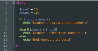 Output Number 1 is less than number 2 Example 2 Output Both numbers are equal switch Statement We use this statement to select one of several blocks of code to be executed.