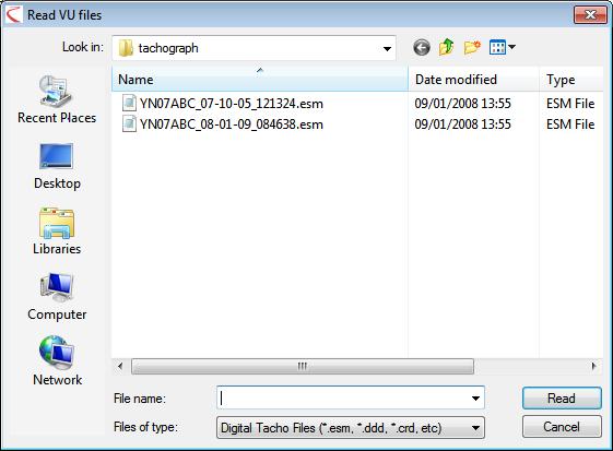 Using EasyTac to read VU files from a download device To read files that you have already downloaded using a standalone VU download device, connect the device to your PC.
