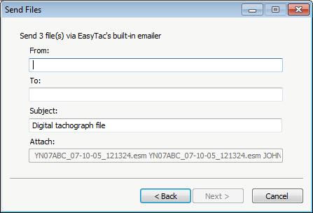 Send to email address You will need to configure how EasyTac sends emails before this feature can be used.