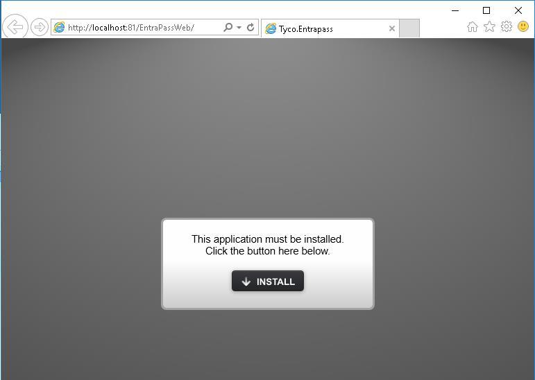 6. At this point your browser will open with an install button for EntraPass Web.
