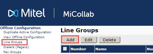 On the Add Line Group web page, click Next Available to fill in the Line Group Number (the value should be 1 as this is the first