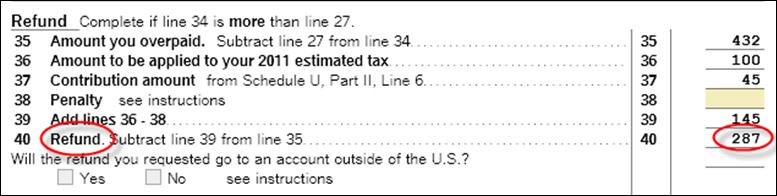 9) You can find the amount of your refund from your original District of Columbia tax return on Form D-40, Line 40.