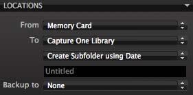 Click the Impt button in the left top cner of the Toolbar. From: Choose Camera DCIM folder Memy Card.