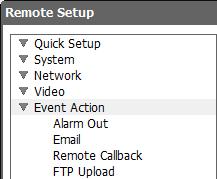 User s Manual Event Action You can set up event actions to be taken when the camera detects events. Alarm Out Check the Alarm Out box to activate alarm out.