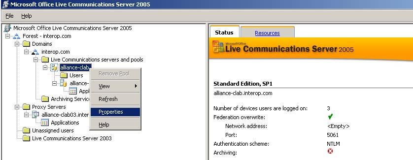 See Figure 78 "Live Communications Server Management Console" (page 136).