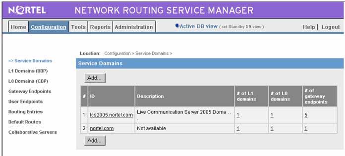 Configuring Telephony Gateway and Services 159 Figure 91 Live Communications Server Service Domain In Figure 91 "Live Communications Server Service Domain" (page 159), the NRS is configured with the