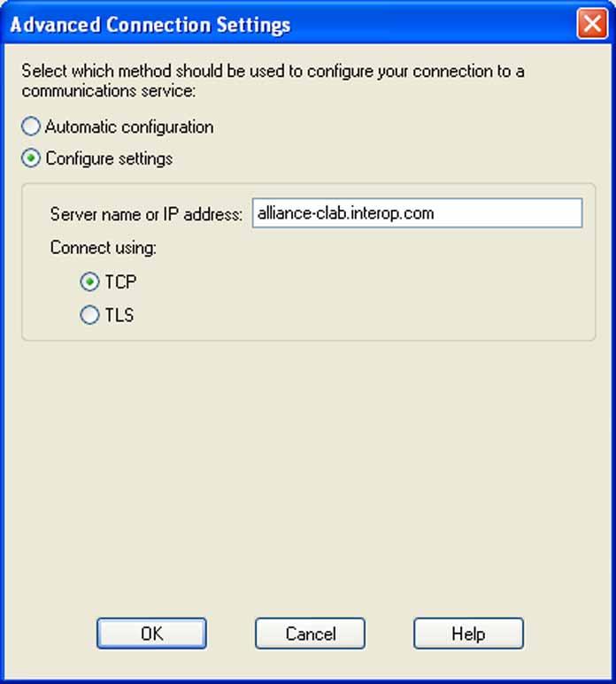 162 Installation and Configuration Figure 94 Server Connection Configuration Window Although you can select UDP as a transport protocol in Office Communicator 2005, Live Communications Server 2005