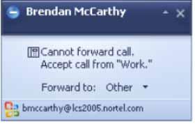 36 Feature Operation The Deflect Call service request is sent from the incoming call notification pop-up when an alternative destination is selected.