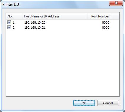 Printer List Screen The following screen appears when collective processing is executed for multiple printers connected to the network.