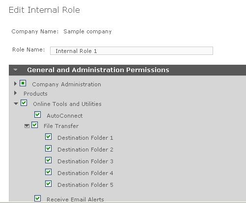 2. Access the Edit Internal Rle page and enable the File Transfer flders (Destinatin Flders 1 t 5) (Figure 2). This will enable these flders fr each internal rle.