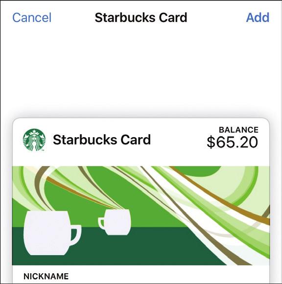icon or menu. 3 4. Tap Add to Apple Wallet. 5. Tap Add. The card or pass is added to your Wallet and is ready to use.