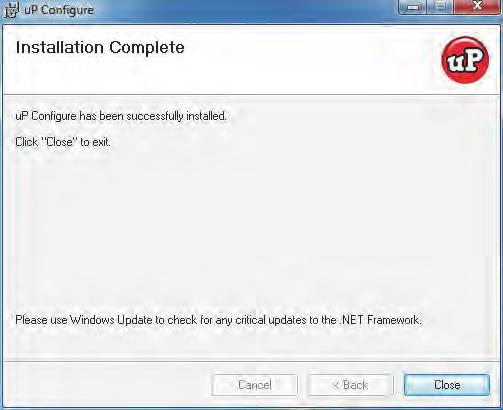 When the installation has successfully completed, the following dialog will appear.