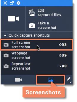 Using the mini-widget: Step 1: Click Quick capture shortcuts.
