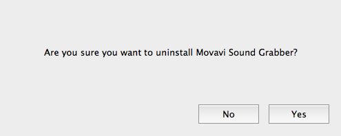 Click Yes to continue and enter your user password to confirm uninstallation of Movavi Sound Grabber.