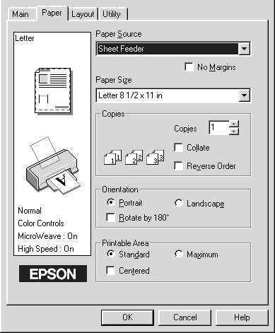 Making Settings on the Paper Menu Use the settings on the Paper menu to change the paper size, set the number of copies and other copy parameters, specify the paper orientation, and adjust the