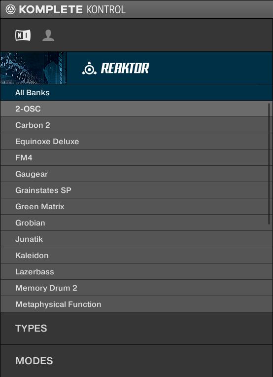 KOMPLETE KONTROL Browser Browsing with the KOMPLETE KONTROL S-SERIES The product selection is cancelled. The Product selector displays the generic label All Instruments.