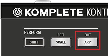 KOMPLETE KONTROL Smart Play Arp Parameters Activating Arp on the KOMPLETE KONTROL S-SERIES Keyboard To switch on the Arpeggiator, press ARP in the PERFORM section on the keyboard. 7.
