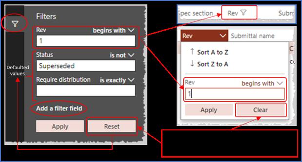 PM4+ Partners Workspace - customize your experience Page 10 Resetting or clearing a filter When you are viewing a list and you click the filter (funnel) icon in the navigation bar at the side, all