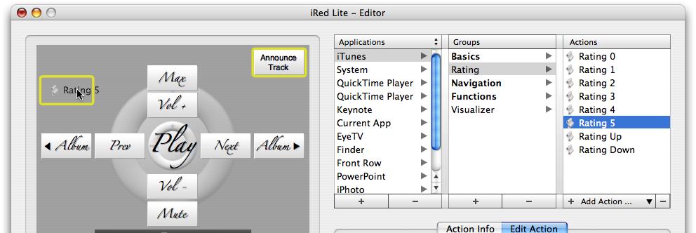 Adding Actions to OSD Buttons Now that we have actions we need to assign them to the buttons of the Apple Remote.