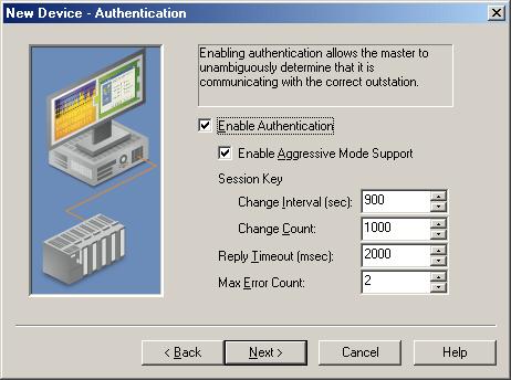 If the device requires Authentication, the master will need to configure it as well. The default setting is unchecked.