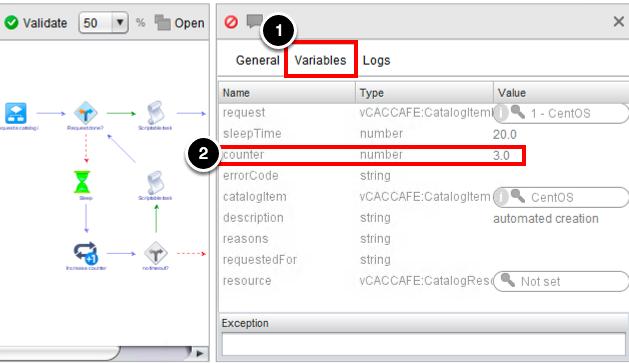 Look at the variables Observe how variables are changing, especially the counter: 1. On the right, click on the Variables tab 2. View the counter variable, and its current value.
