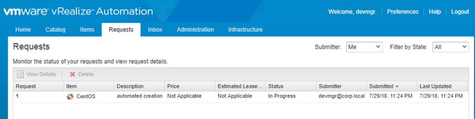 Log In to vrealize Automation 1.