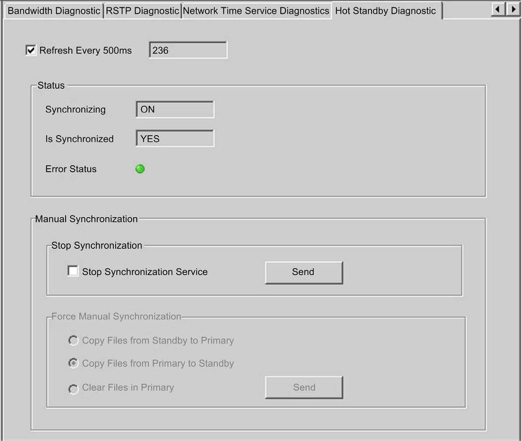 Diagnostics Step Action 5 If you select Manual Synchronization, the Force Manual Synchronization field options are disabled.