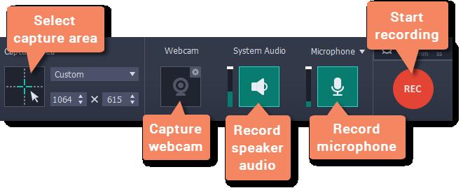 Setting up a screen recording To start preparing for a screen recording, click Record region on the launcher window: Capture area Once you click on the Record region button, a crosshair will appear