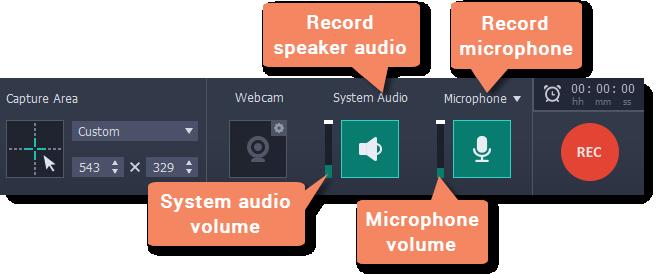 Sound You can record sound from two separate sources: system audio and microphone audio.