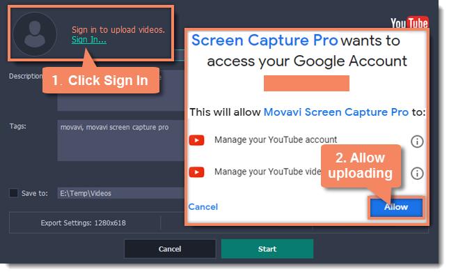 Uploading videos to YouTube Once your video is ready, you can share it to YouTube! Step 1: Open the Export window Click the Share button next to Save As and select YouTube.
