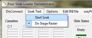 Repeat above, for each cassette position. To confirm the reliability of your setup now run a soak test; which will sequentially load and unload all of the slides placed in the attached cassettes.