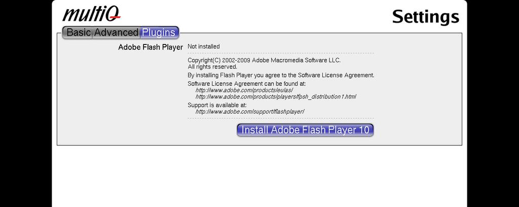 Figure 21. Plug-ins such as Flash are available in the Plugin menu. 4.