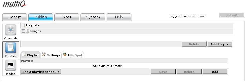 Figure 57. We now have an empty playlist named Images.
