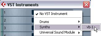 Activating a VST Instrument The three tracks at the bottom of the track list are MIDI tracks, as indicated by the MIDI connector symbol in the track list.