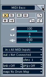 Routing 1. Go back to the Project window and select the MIDI Bass track by clicking on it in the Track list. 2. Make sure the Inspector is open.