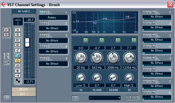 Channel Settings The Channel Settings window is used for adding effects and EQ to individual audio channels.