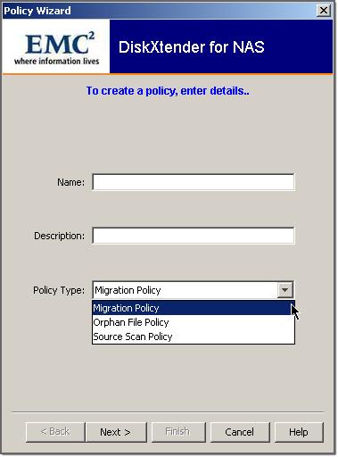 DX-NAS Administration The fourth step the step of actually creating a job on the Jobs tab of the GUI consists of selecting a policy for the job.