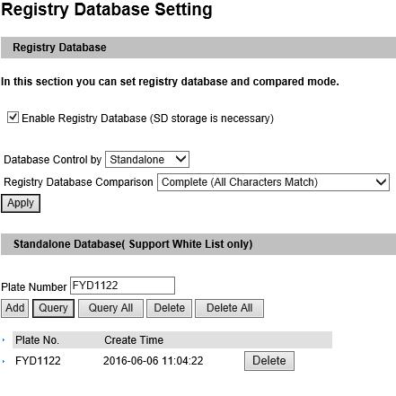 Note: This function is only supported for GV-ASManager V4.3 or later. Figure 4-26 [Registry Database] 1. Select Enable Registry Database. 2.