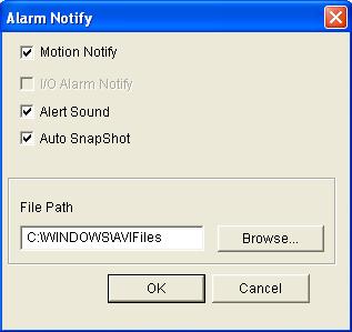 Figure 3-8 Motion Notify: Once motion is detected, the captured images are displayed on the control panel of the Live View window.