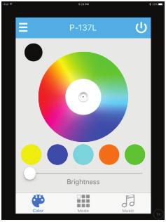 2. After connection, slide your finger on the color wheel or tap the