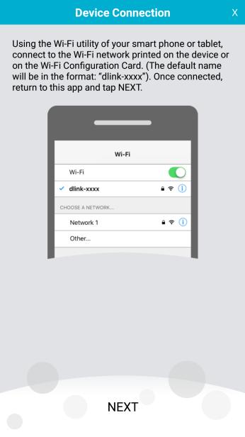 (4) Connect your mobile device or tablet to the Wi-Fi network (SSID) printed on the device label or included Wi-Fi configuration card (The default name will be in
