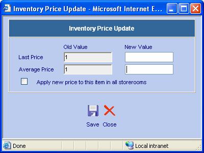 Enter new price and click on the button to save the updated information.