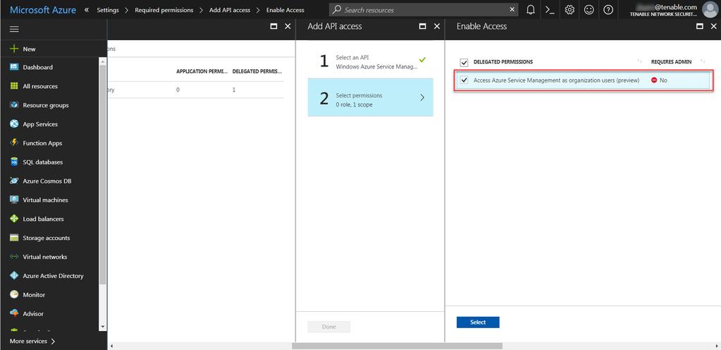 16. Check the box next to Access Azure Service Management as organization users (preview) to enable the