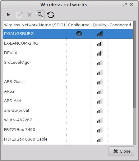 1. Click on the Wireless Tray Icon in the task bar and then on Manage wireless network connections in order to bring up the Wireless Manager: Figure 53: Wireless Manager 2. 3.