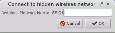 Hidden networks appear in the Wireless Manager with the network name empty or can be defined using the Search for network