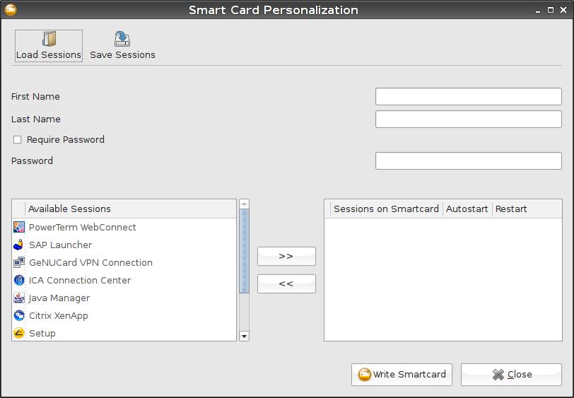 Session configurations are stored on the card's IC (integrated circuit) and the session can be used on any IGEL thin client which reads the card.