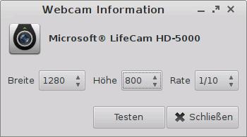 as the manufacturer, model and supported video formats from a connected webcam.