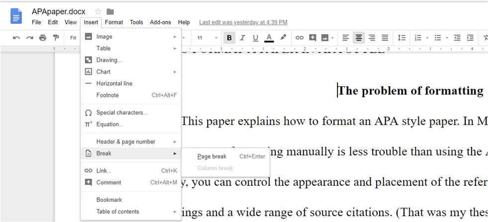 Formatting an APA style Paper in Google Docs 4 Step 4: Notice that the blue tab indicator on the ruler has two parts.