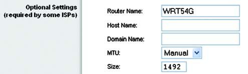 Optional Settings Some of these settings may be required by your ISP. Verify with your ISP before making any changes. Router Name.